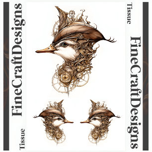 Cute Steampunk Duck Gears Cogs Hat Decoupage L 139 Tissue Paper