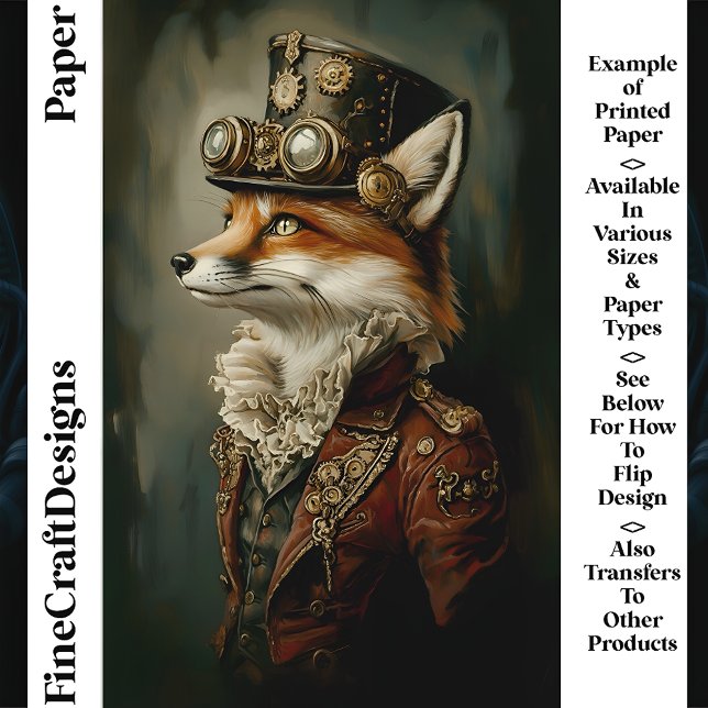 Cute Steampunk Fox Portrait CJ7 Scrapbook Paper (Creator Uploaded)