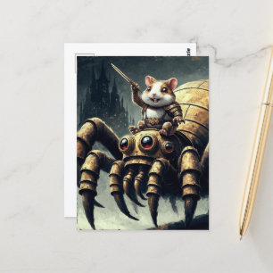 Cute Steampunk Hamster and Spider Postcard