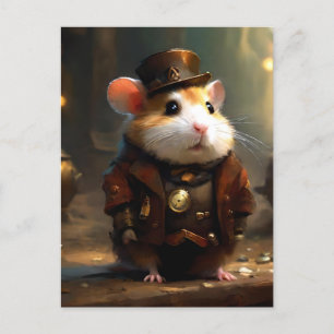 Cute Steampunk Hamster Postcard