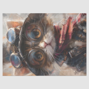 Cute Steampunk Kitten with Glasses Decoupage Tissue Paper