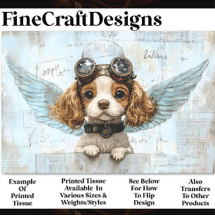 Cute Steampunk Spaniel With Wings AW1 Decoupage Tissue Paper
