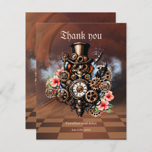 Cute steampunk women  thank you card