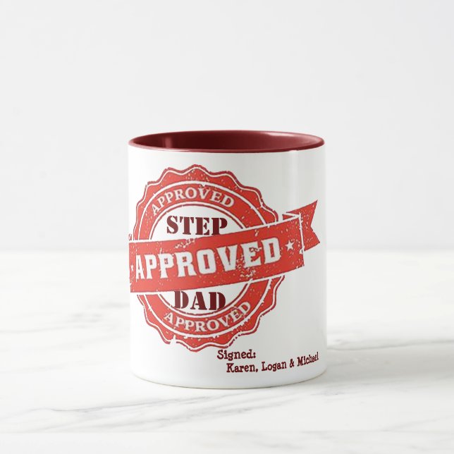 Cute step dad approved Personalized gift for dad Mug (Center)