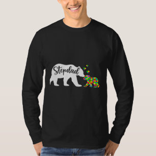 Cute Stepdad Bear Autism Awareness Family Support  T-Shirt