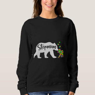 Cute Stepmom Bear Autism Awareness Family Support Sweatshirt