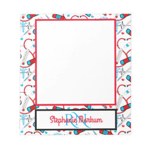 Cute Stethoscope Nurse   Doctor EKG Pattern Name Notepad
