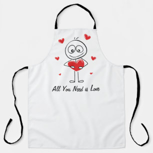 Cute Stick Figure All You Need Is Love Design Apron