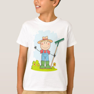 cute stick figure boy gardener farmer T-Shirt
