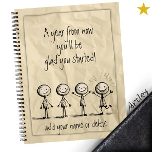 Cute Stick Figure Doodle Paper Custom Name Phrase Notebook