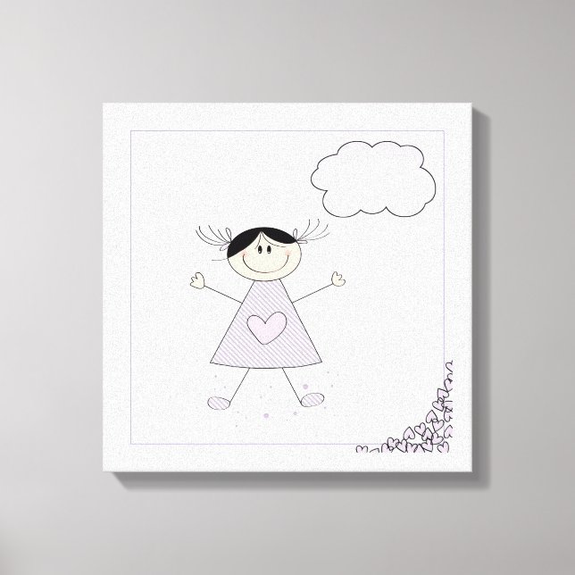 Cute Stick Figure Girl Canvas Print (Front)