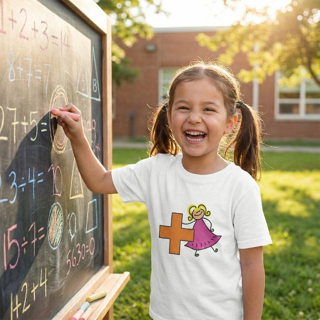 Cute Stick Figure Girl with Plus Sign  T-Shirt (Creator Uploaded)