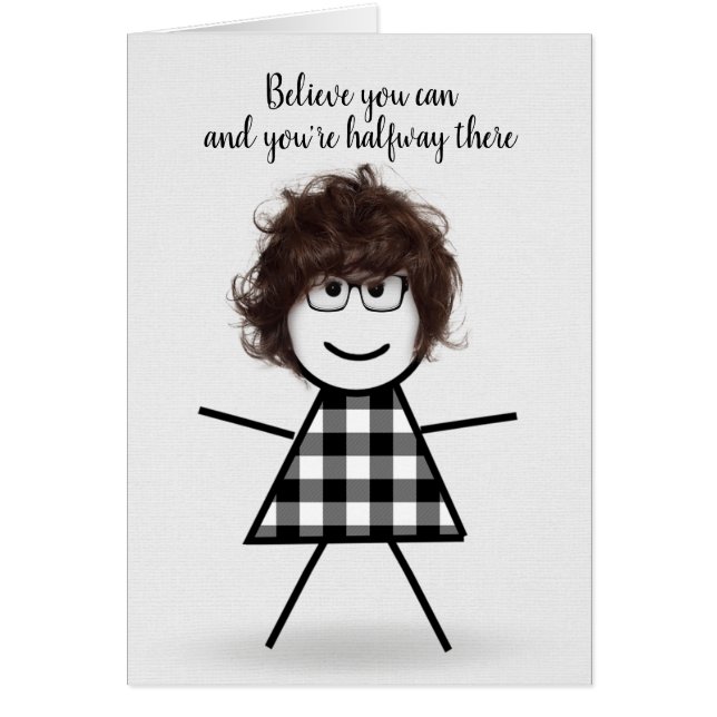 Cute Stick Girl with Hair and Quote (Front)