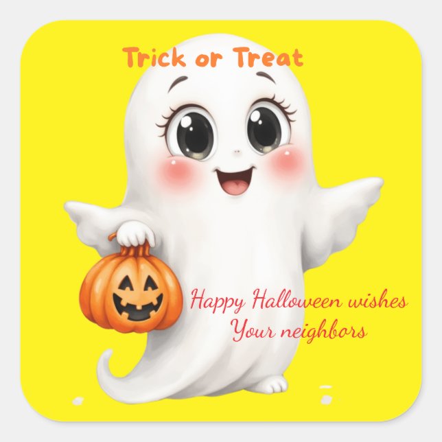 Cute sticker happy Halloween with adjustable text  (Front)