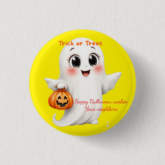 Cute sticker happy Halloween with adjustable text  3 Cm Round Badge