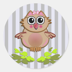 Cute sticker with Baby Owl's first flight