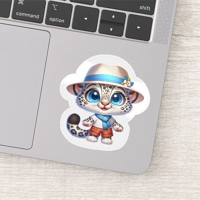 Cute Stickers Kawaii Snow Leopard Summer Travel   (Detail)