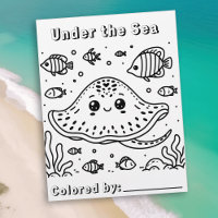 Cute Sting Ray in the Sea | Kid's Colouring Page