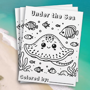 Cute Sting Ray in the Sea   Kid's Colouring Page