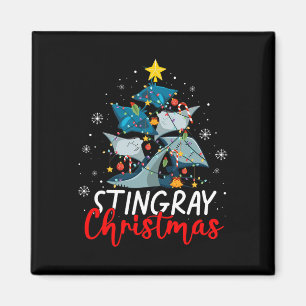 Cute Stingray Christmas Tree Pajama Matching Costu Magnet
