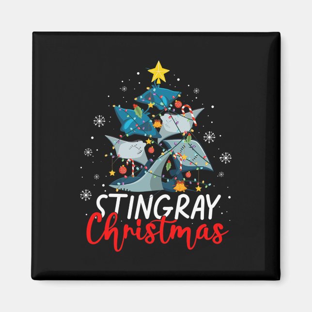 Cute Stingray Christmas Tree Pajama Matching Costu Magnet (Front)