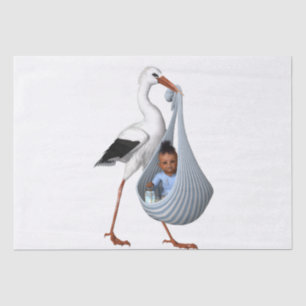 Cute Stork & Baby Modern Baby Shower Tissue Paper
