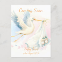 Cute Stork coming soon announcement Invitation