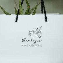 Cute Stork Doodle Baby Shower Thank You