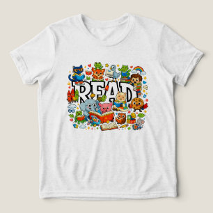 Cute Storybook Animal Characters READ Kids Tri-Blend Shirt