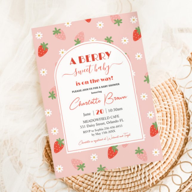 Cute Strawberries A Berry Sweet Baby Shower Invitation (Creator Uploaded)