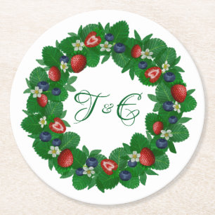 Cute Strawberries and Blueberries Wreath Coasters