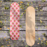 Cute strawberries and stripes pattern skateboard<br><div class="desc">Cute strawberries and stripes pattern on a pink background.</div>