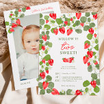 Cute strawberries floral red berry 2nd birthday invitation<br><div class="desc">Berry excited to celebrate the little one's two sweet birthday! Celebrate your sweetie 2nd birthday with our adorable strawberry-themed invitations! Our floral design and vibrant red berries will make this occasion even sweeter. Featuring cute little strawberries, greenery branches and a modern script font typography. Add your baby photo at the...</div>