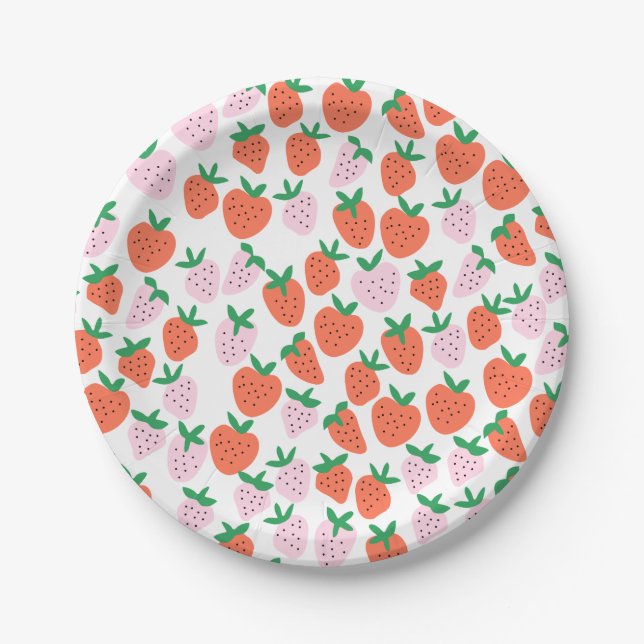 Cute Strawberries Paper Plates (Front)