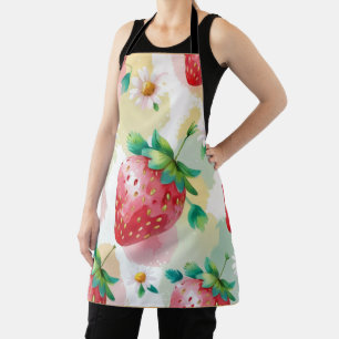 Cute strawberries rainbow birthday party apron
