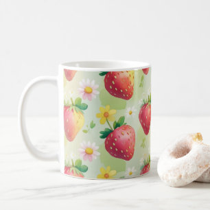 Cute strawberries rainbow birthday party coffee mug