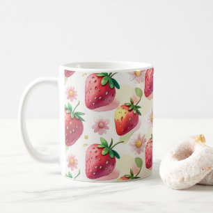 Cute strawberries rainbow birthday party coffee mug