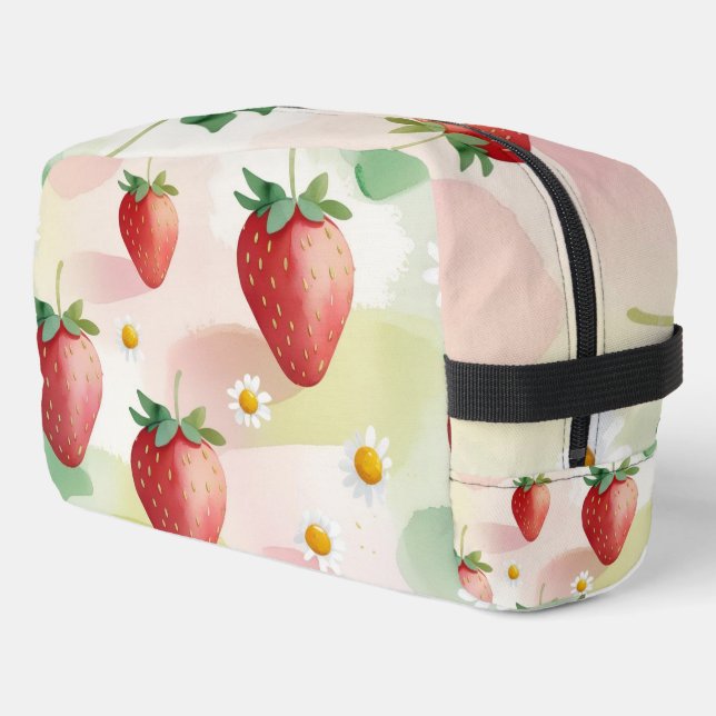 Cute strawberries rainbow birthday party dopp kit (Left Corner)