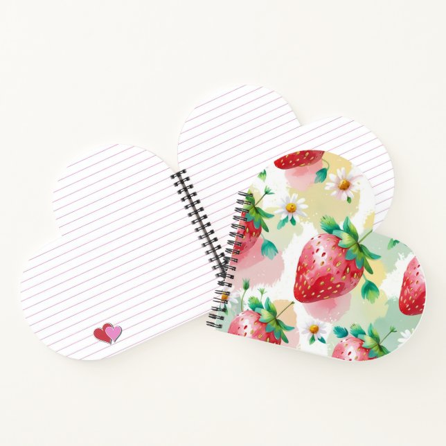 Cute strawberries rainbow birthday party notebook (Inside)