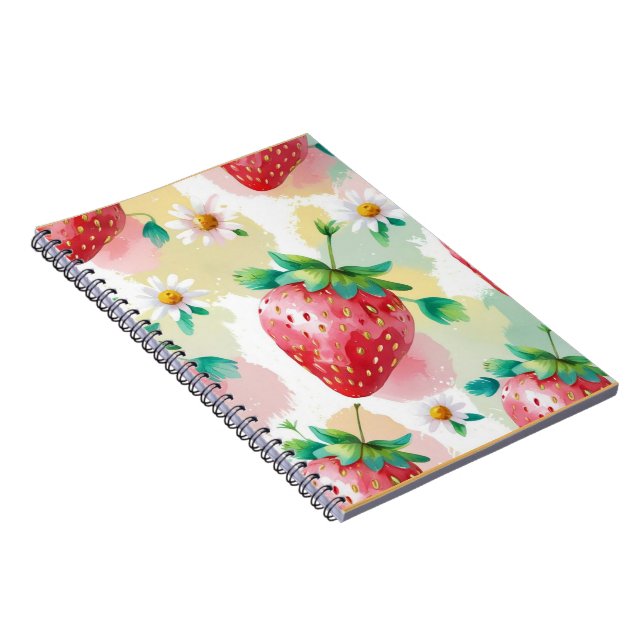Cute strawberries rainbow Daisy birthday party Notebook (Right Side)