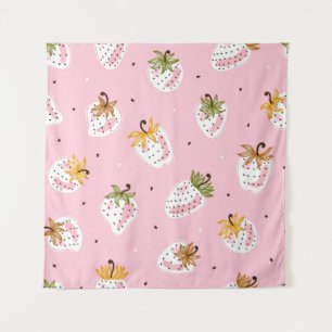 Cute Strawberries vintage Seamless pattern. Fruit Tapestry
