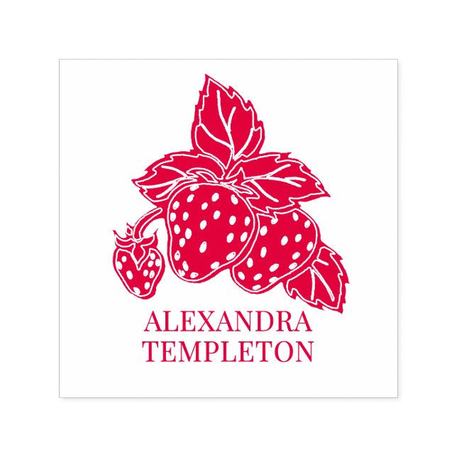 Cute Strawberries with Leaves Name XR Self-inking Stamp (Design)