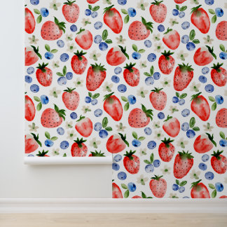 Cute Strawberry and Blueberry  Wallpaper