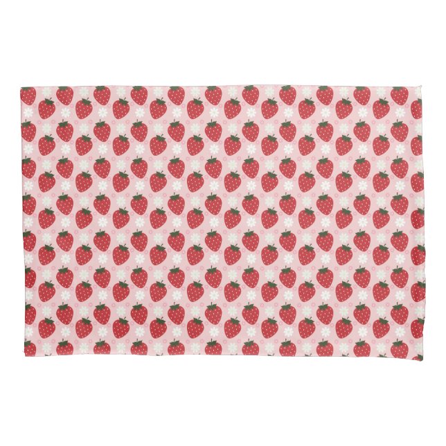 Cute Strawberry and Daisy Pillowcase (Front)