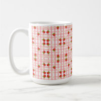Cute strawberry and flowers on a pink gingham