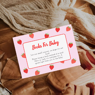 Cute Strawberry Baby Shower Book Request Enclosure Card