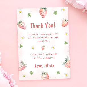 Cute Strawberry Berry Birthday Thank You Invitation
