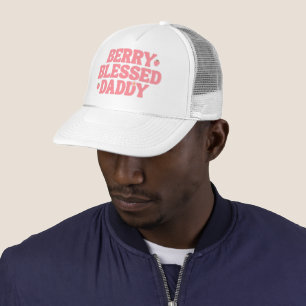 Cute Strawberry Berry Blessed Daddy Pink Birthday Trucker Hat