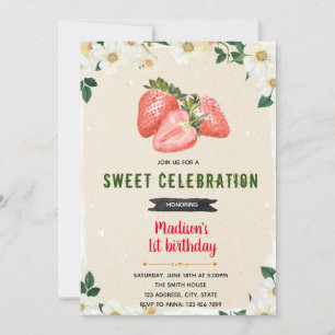 Cute strawberry birthday card