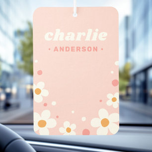 Cute strawberry blossom retro font name light pink car air freshener